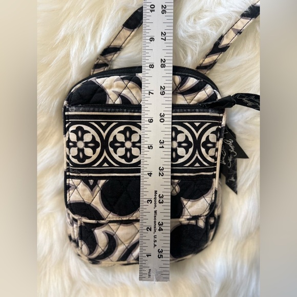 Vera Bradley cloth crossover bag with built in wallet black and white - Picture 7 of 10